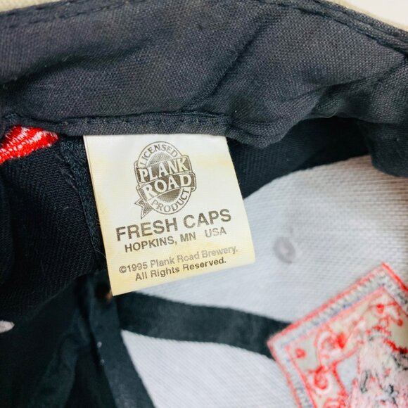 Red Dog Racing Bold Snapback Hat Red Flame Design Black Beige Cap Collector VTG - Picture 8 of 12